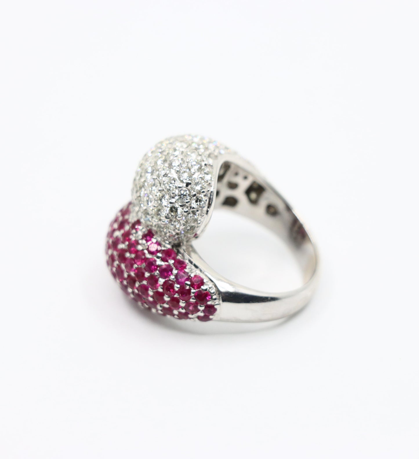 Vintage 18K White Gold Diamond Ruby Ring
