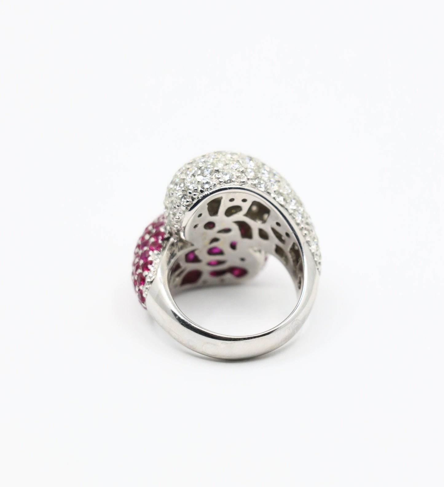 Vintage 18K White Gold Diamond Ruby Ring