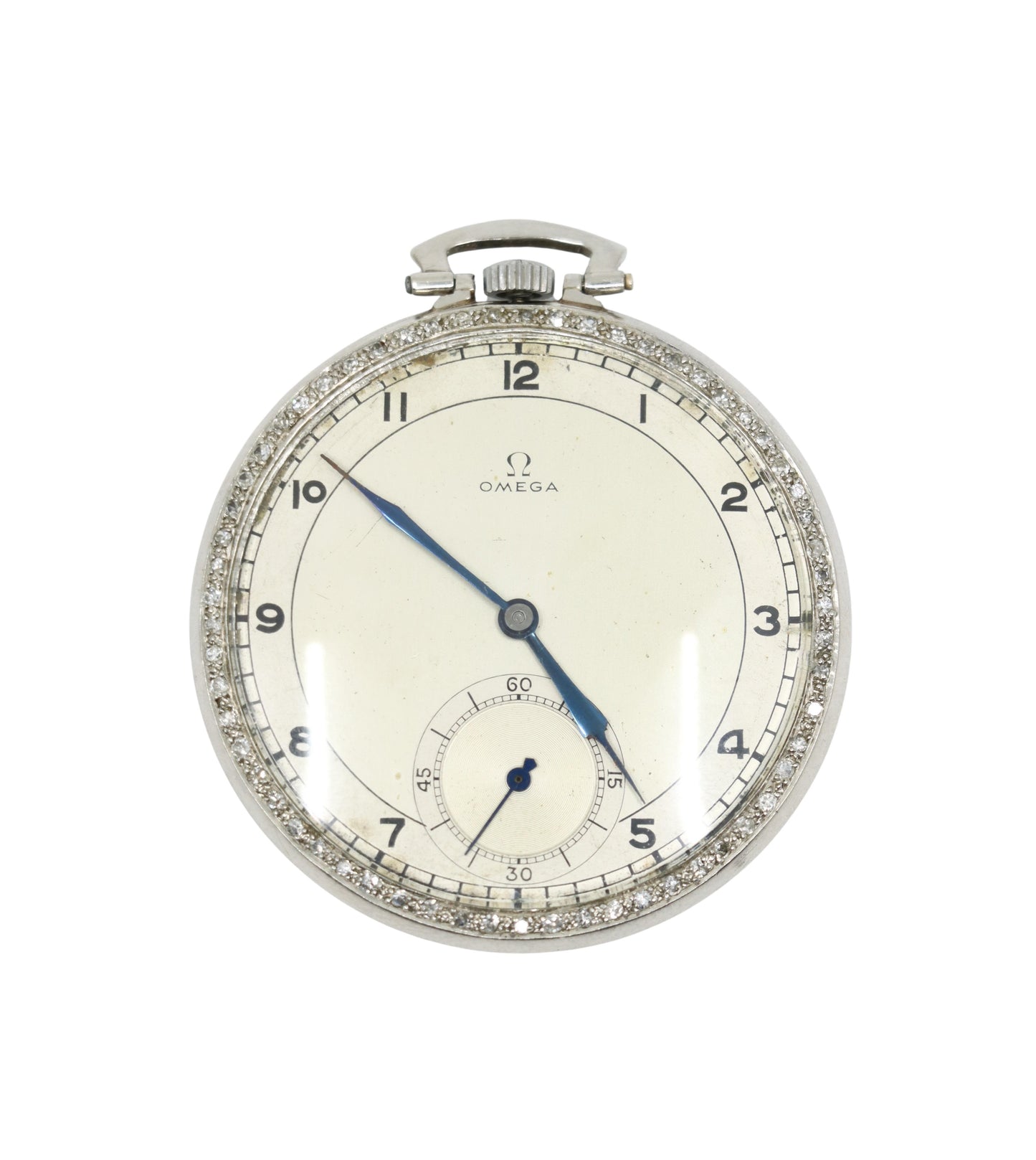 OMEGA Platinum Diamond Pocket Watch