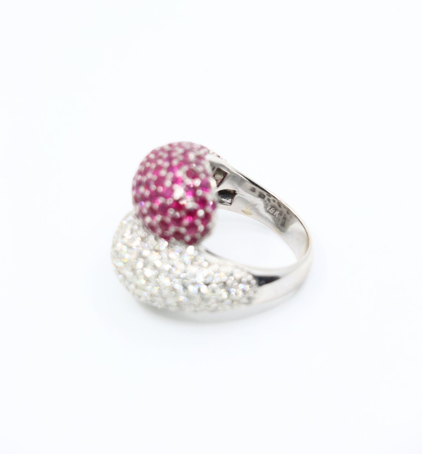 Vintage 18K White Gold Diamond Ruby Ring
