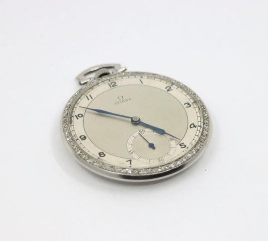 OMEGA Platinum Diamond Pocket Watch