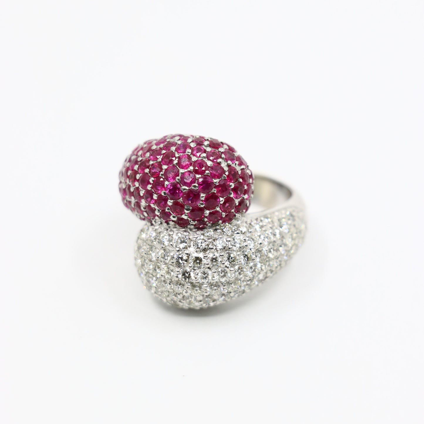Vintage 18K White Gold Diamond Ruby Ring