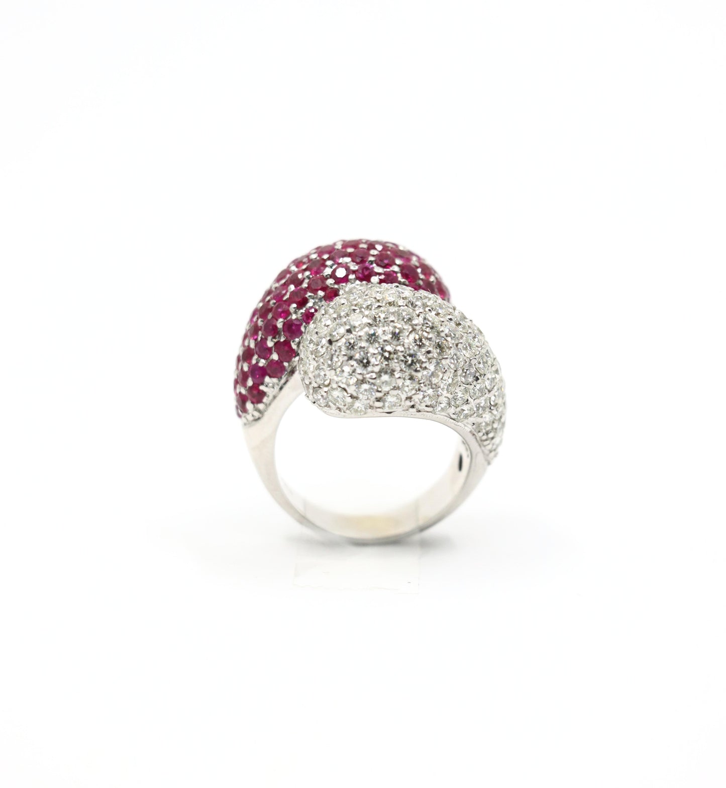 Vintage 18K White Gold Diamond Ruby Ring