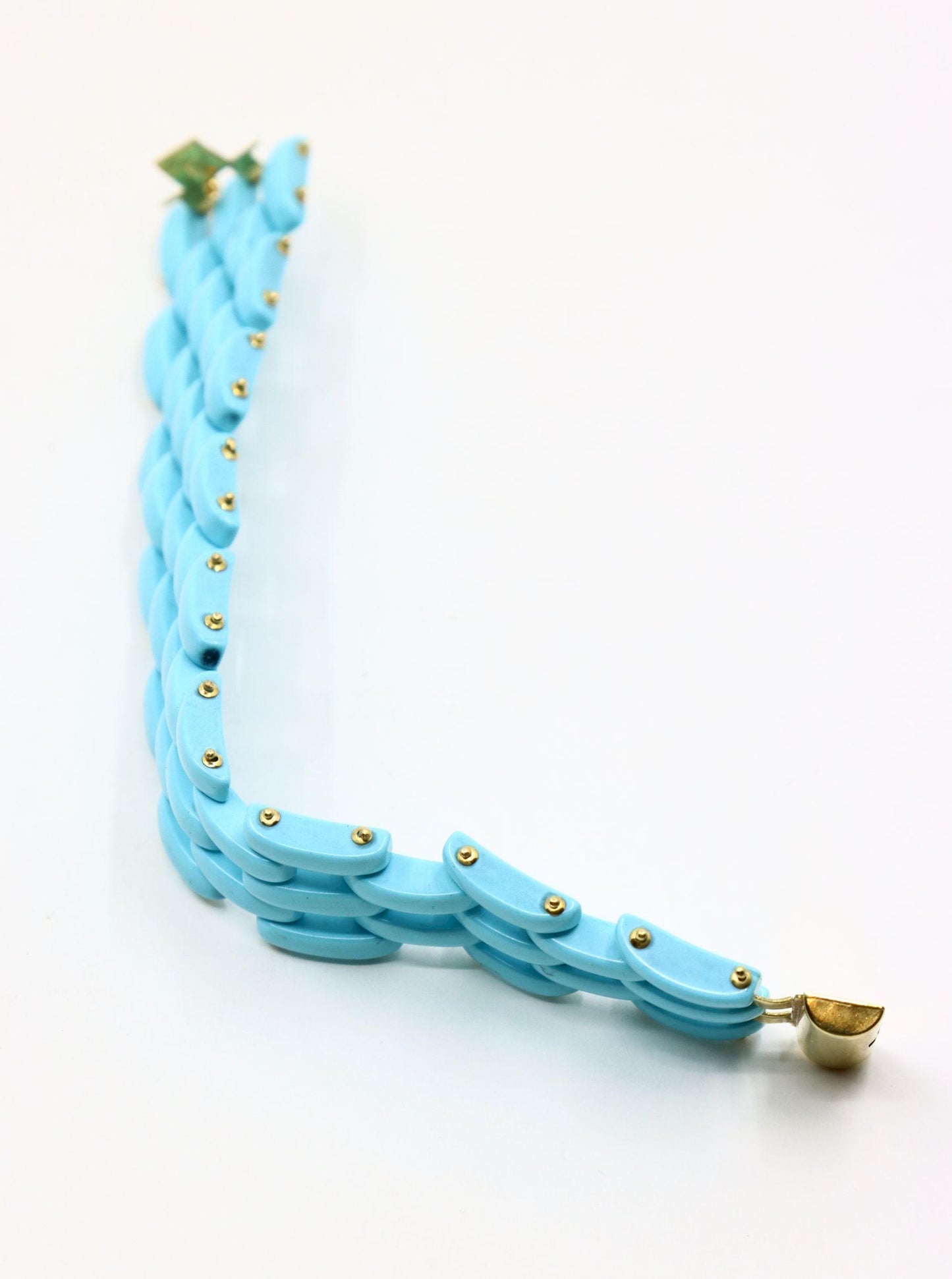 Vintage Sito 18K Gold s Sleeping Beauty Turquoise Link Bracelet
