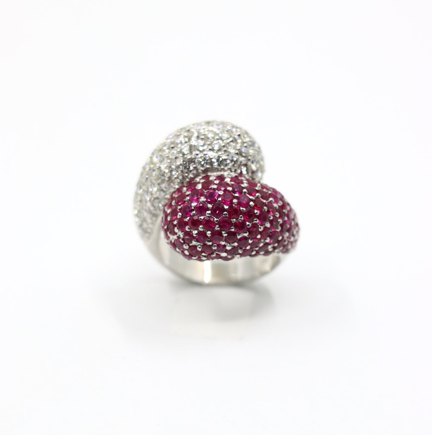 Vintage 18K White Gold Diamond Ruby Ring