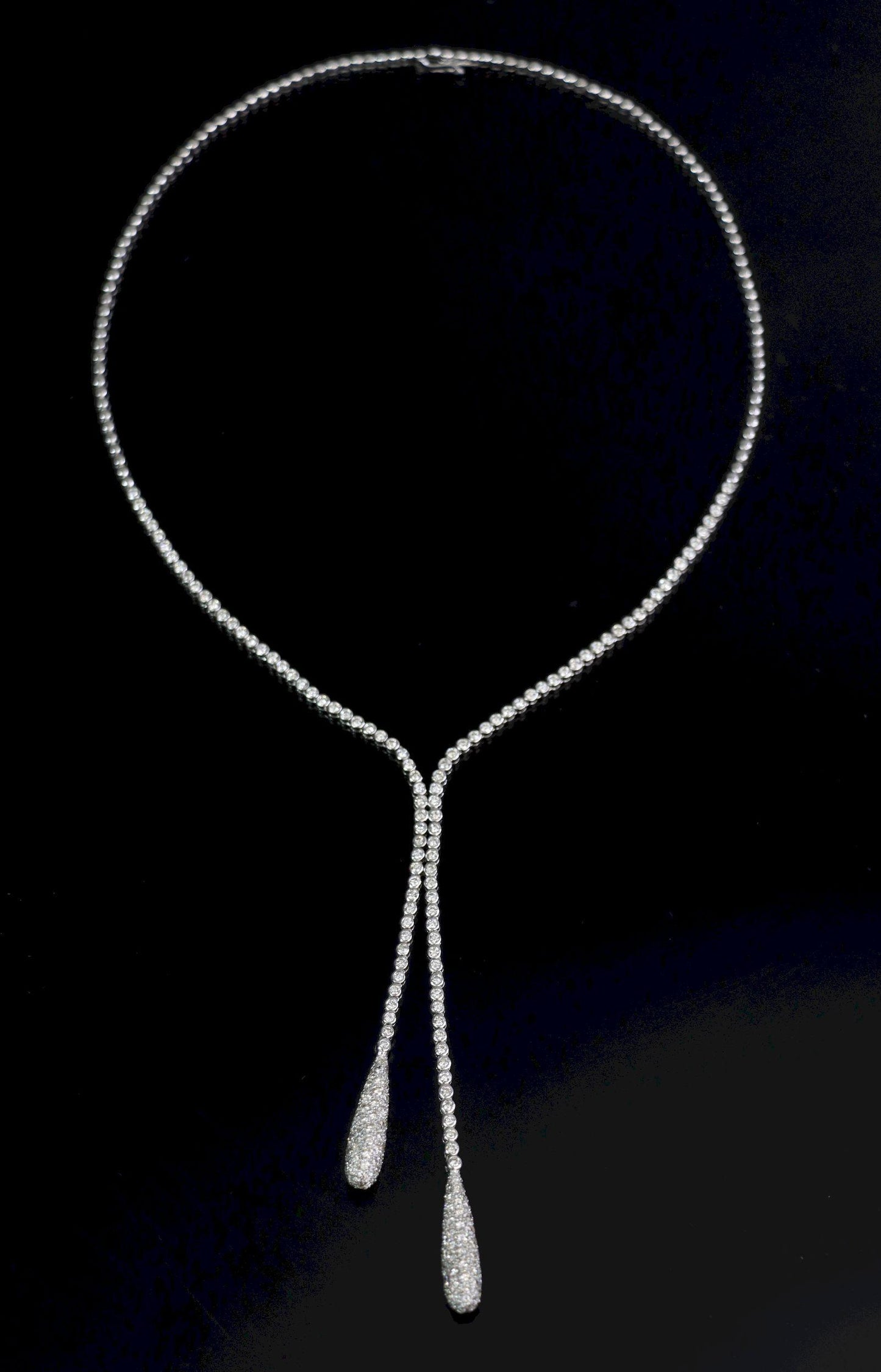 Vintage 18K White Gold Diamond Y-Drop Necklace