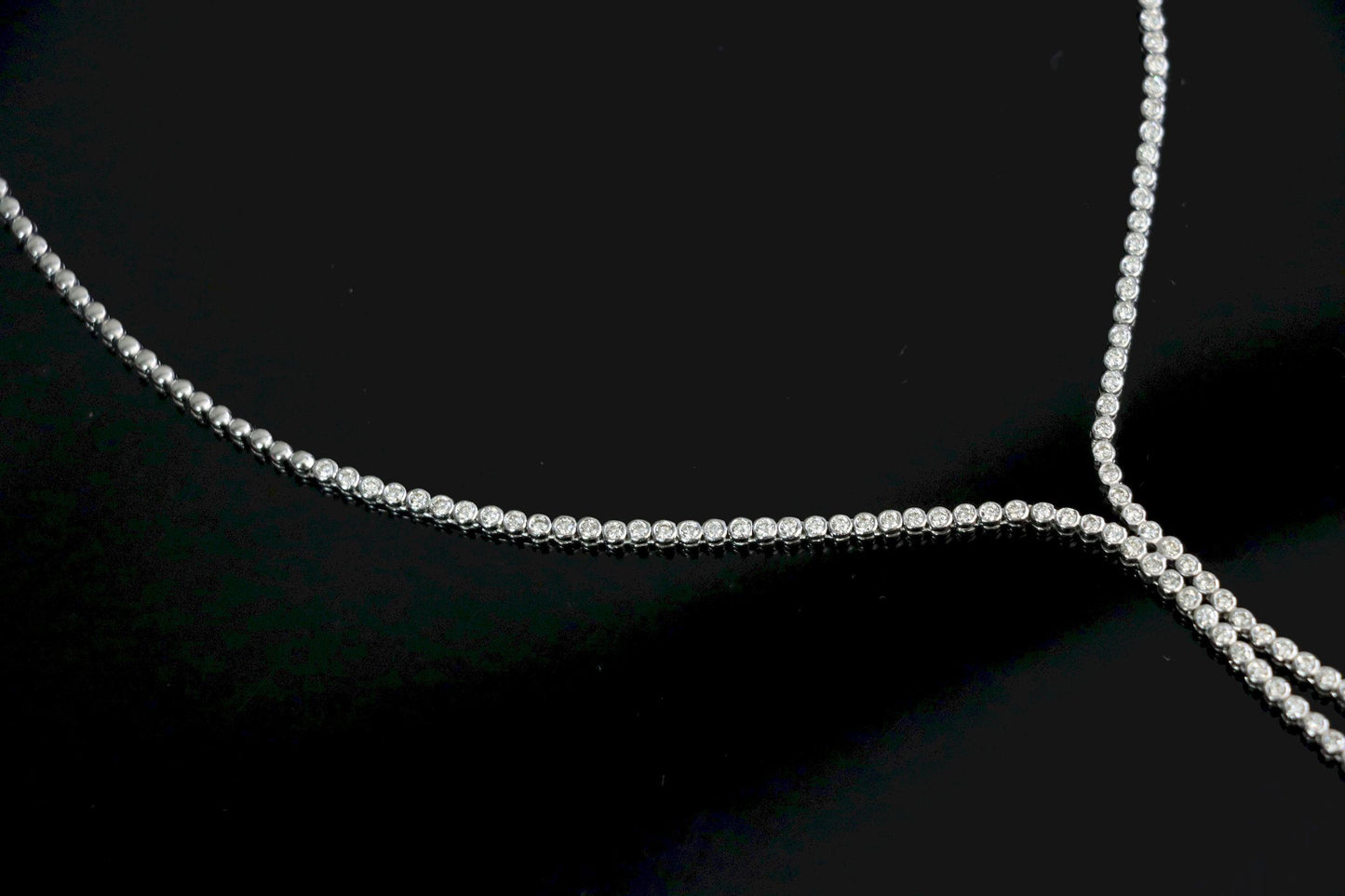 Vintage 18K White Gold Diamond Y-Drop Necklace
