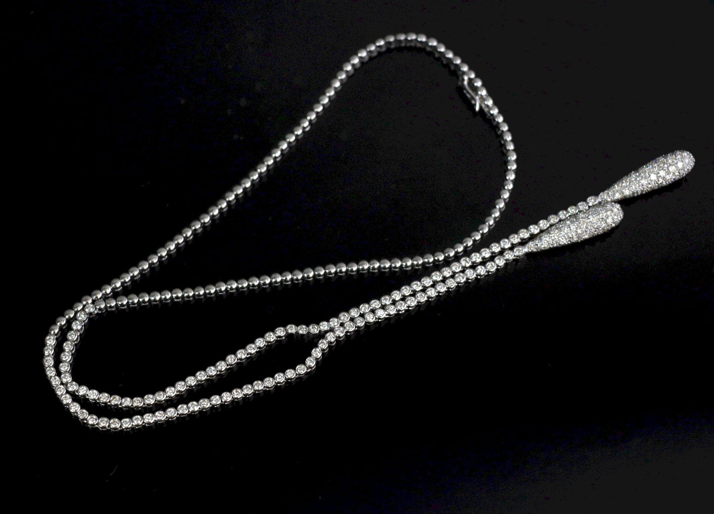 Vintage 18K White Gold Diamond Y-Drop Necklace