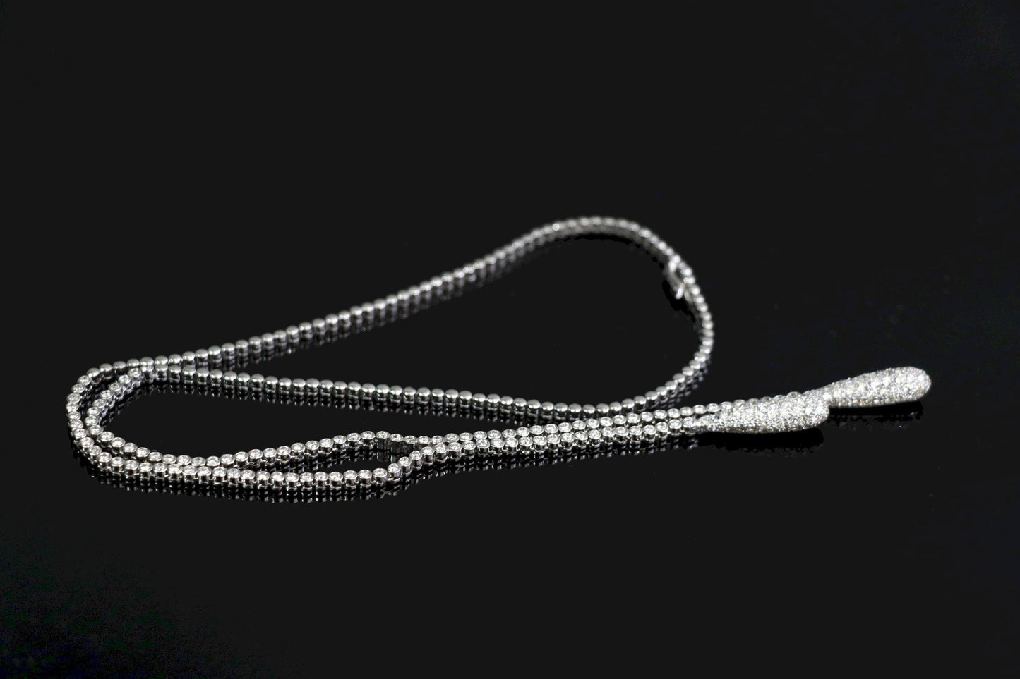 Vintage 18K White Gold Diamond Y-Drop Necklace