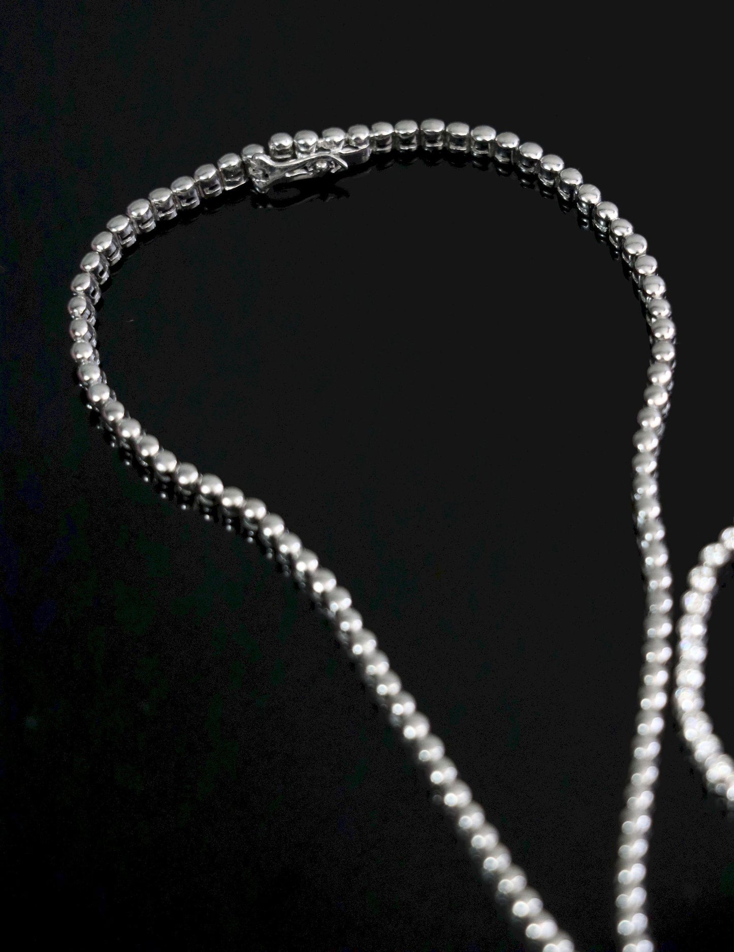 Vintage 18K White Gold Diamond Y-Drop Necklace