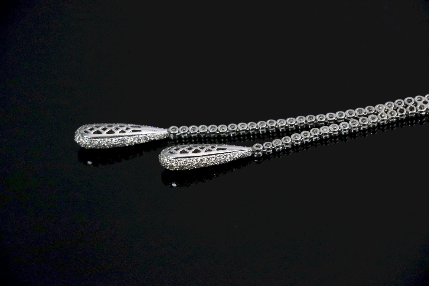 Vintage 18K White Gold Diamond Y-Drop Necklace