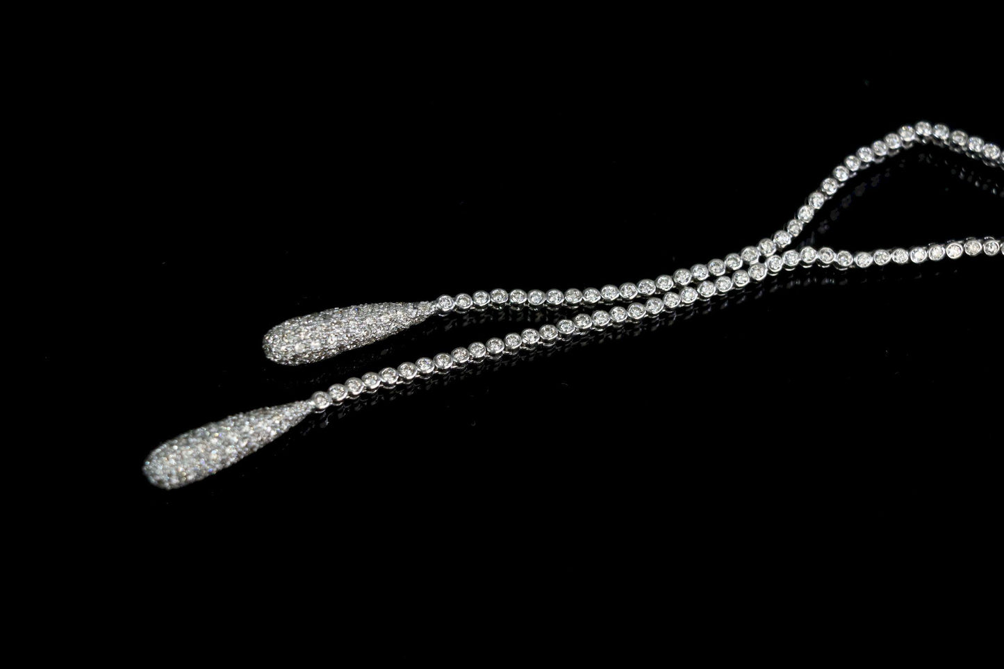 Vintage 18K White Gold Diamond Y-Drop Necklace