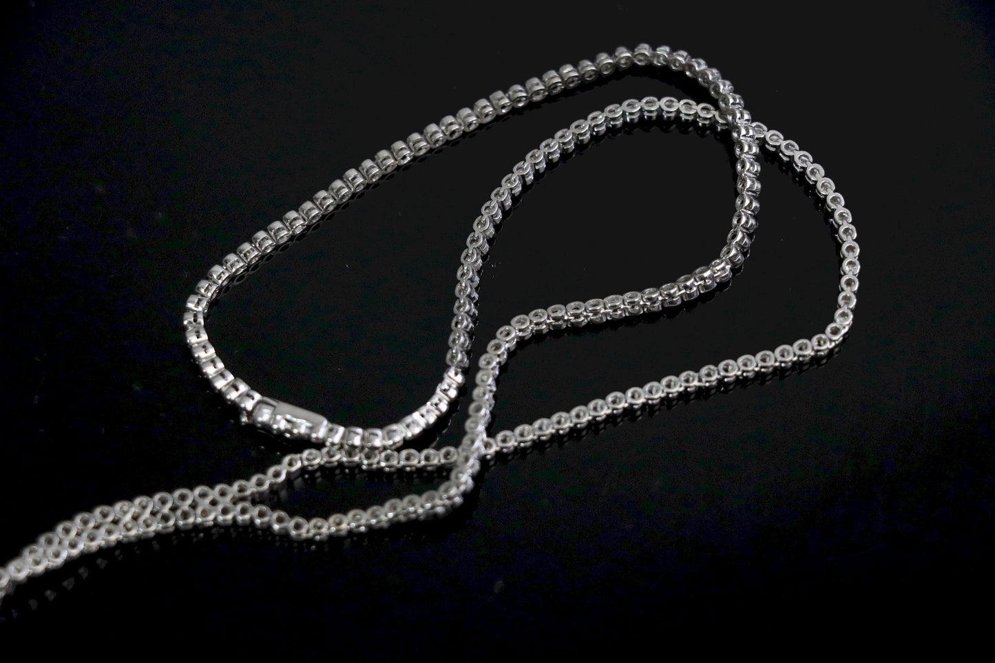 Vintage 18K White Gold Diamond Y-Drop Necklace
