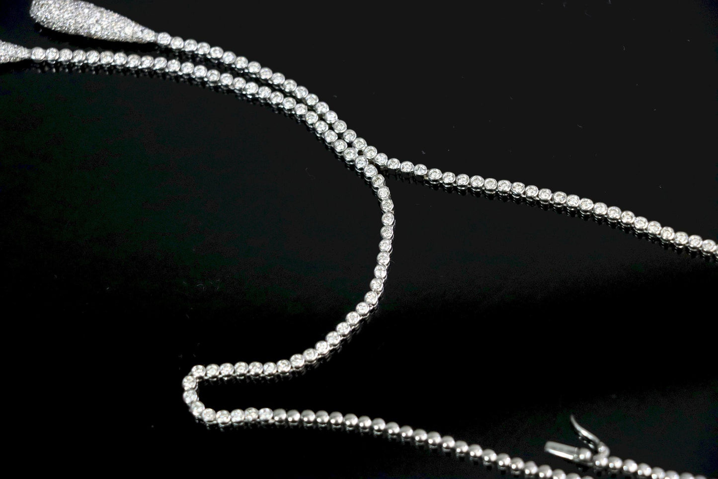 Vintage 18K White Gold Diamond Y-Drop Necklace