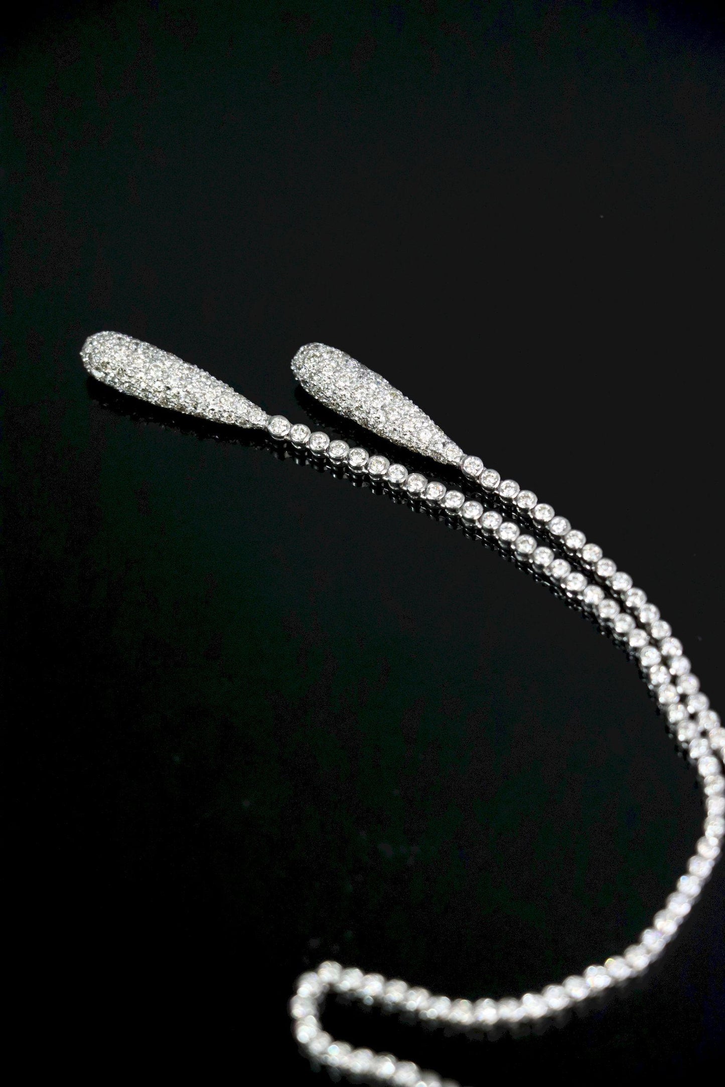 Vintage 18K White Gold Diamond Y-Drop Necklace
