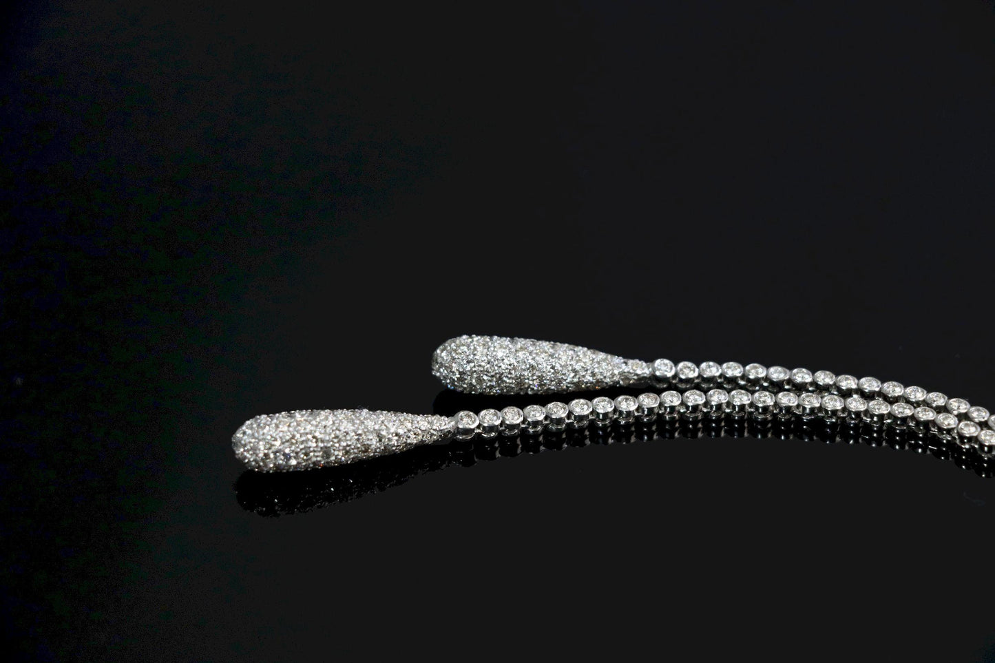 Vintage 18K White Gold Diamond Y-Drop Necklace