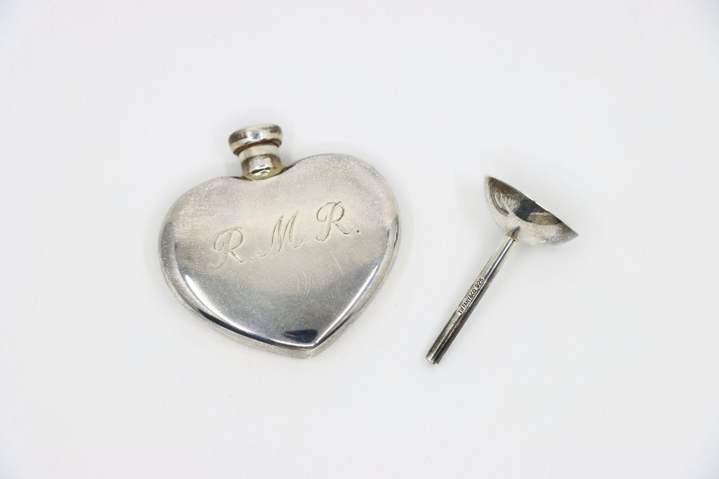 Tiffany & Co. Sterling Silver Heart Shape Perfume Bottle & Funnel