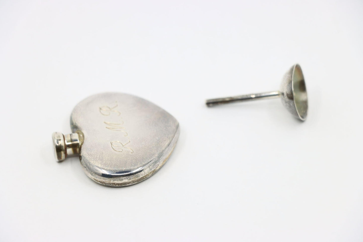 Tiffany & Co. Sterling Silver Heart Shape Perfume Bottle & Funnel
