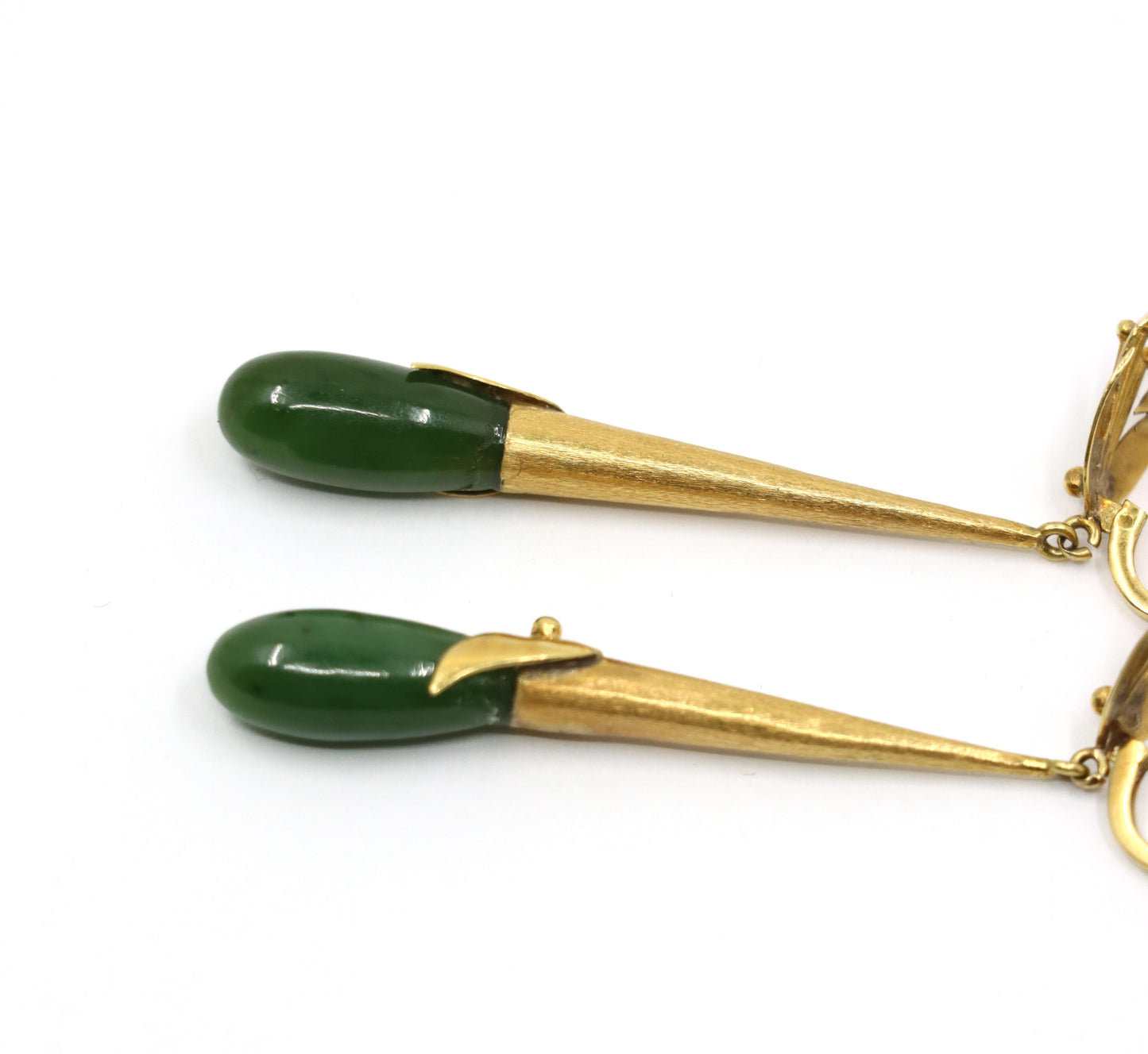 Vintage 14K Gold Jade Drop Earrings