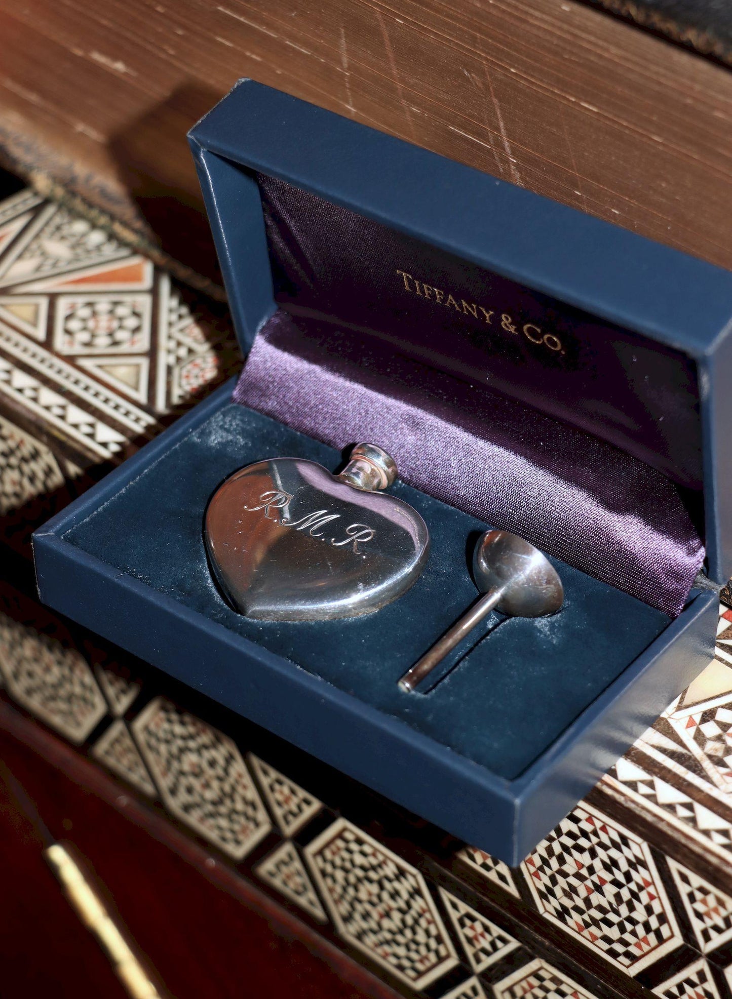 Tiffany & Co. Sterling Silver Heart Shape Perfume Bottle & Funnel