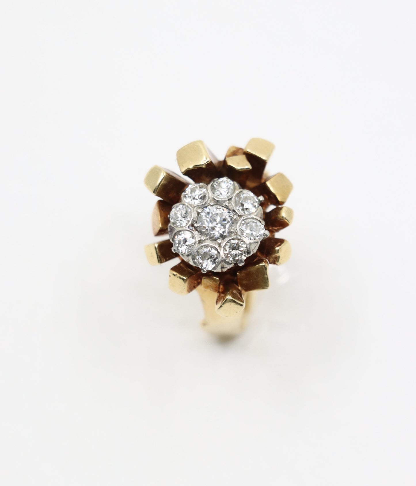 14K Gold 5.1 Carat Diamond Cluster Freeform Nugget Ring