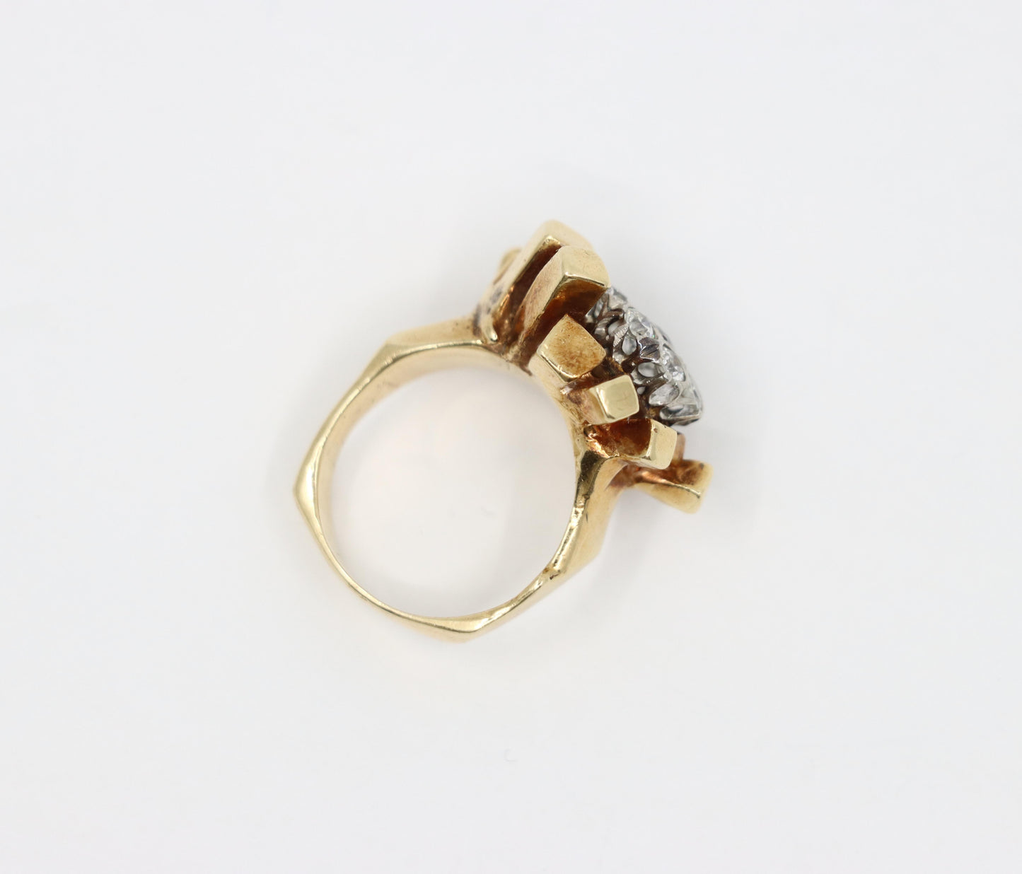 14K Gold 5.1 Carat Diamond Cluster Freeform Nugget Ring