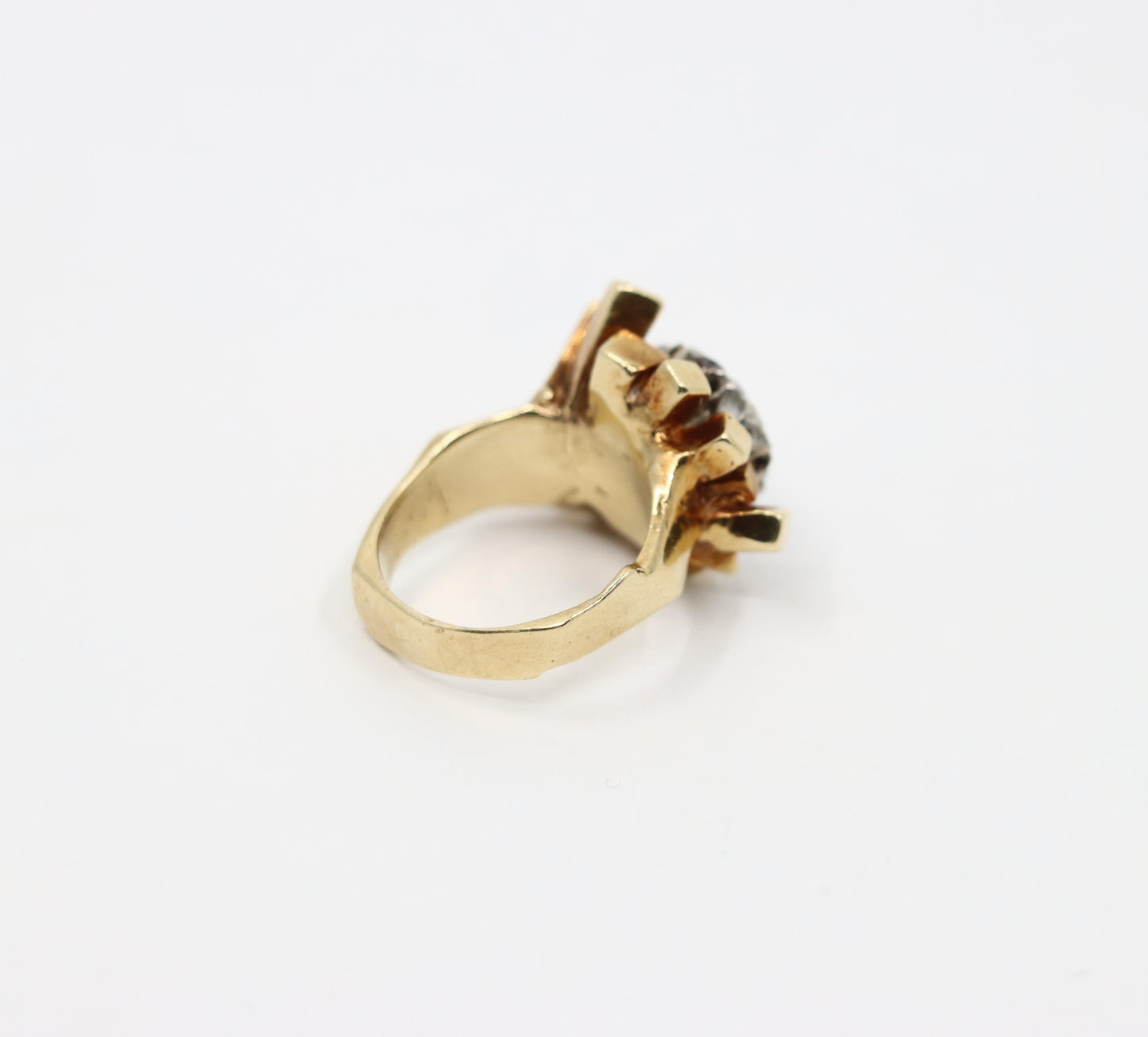 14K Gold 5.1 Carat Diamond Cluster Freeform Nugget Ring