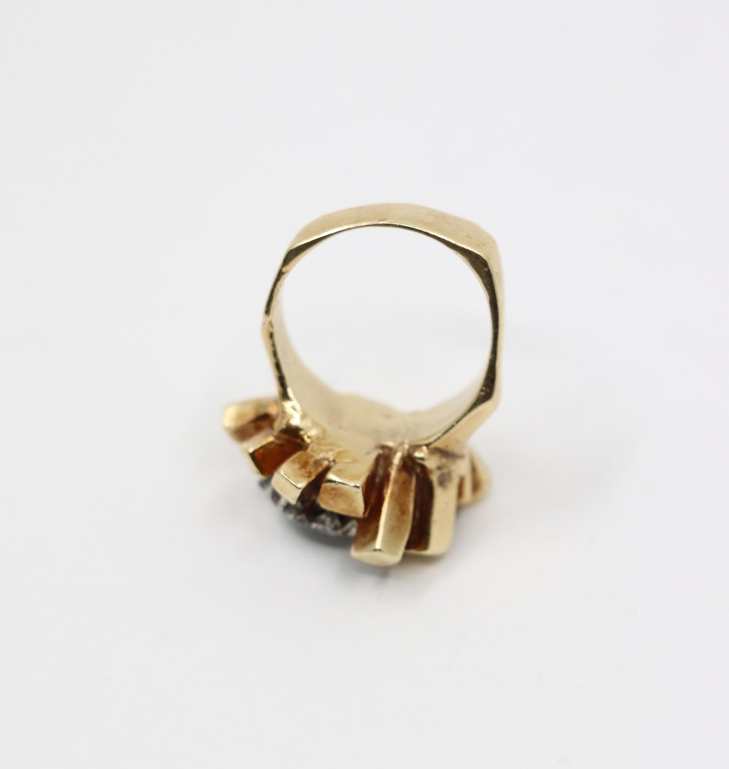 14K Gold 5.1 Carat Diamond Cluster Freeform Nugget Ring