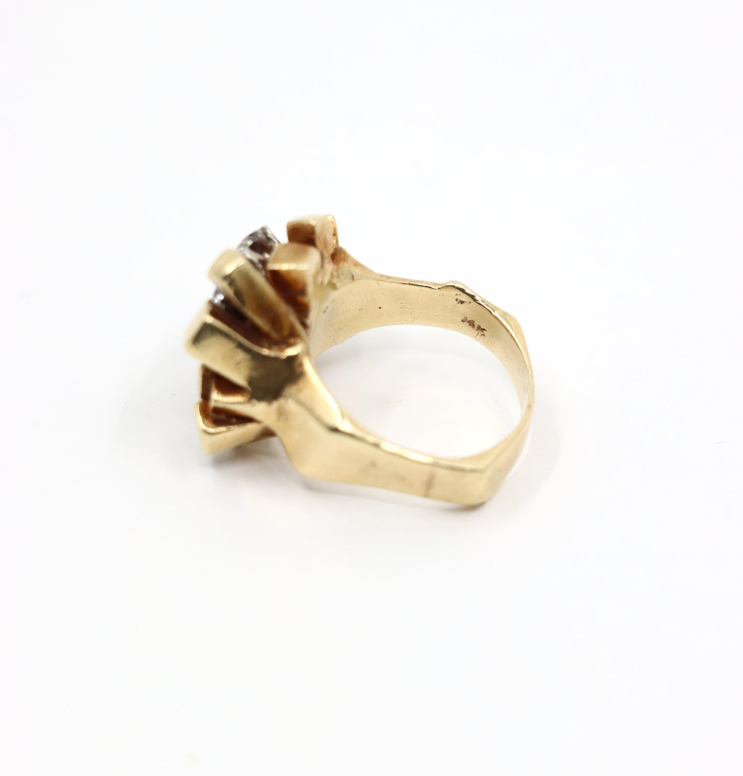 14K Gold 5.1 Carat Diamond Cluster Freeform Nugget Ring