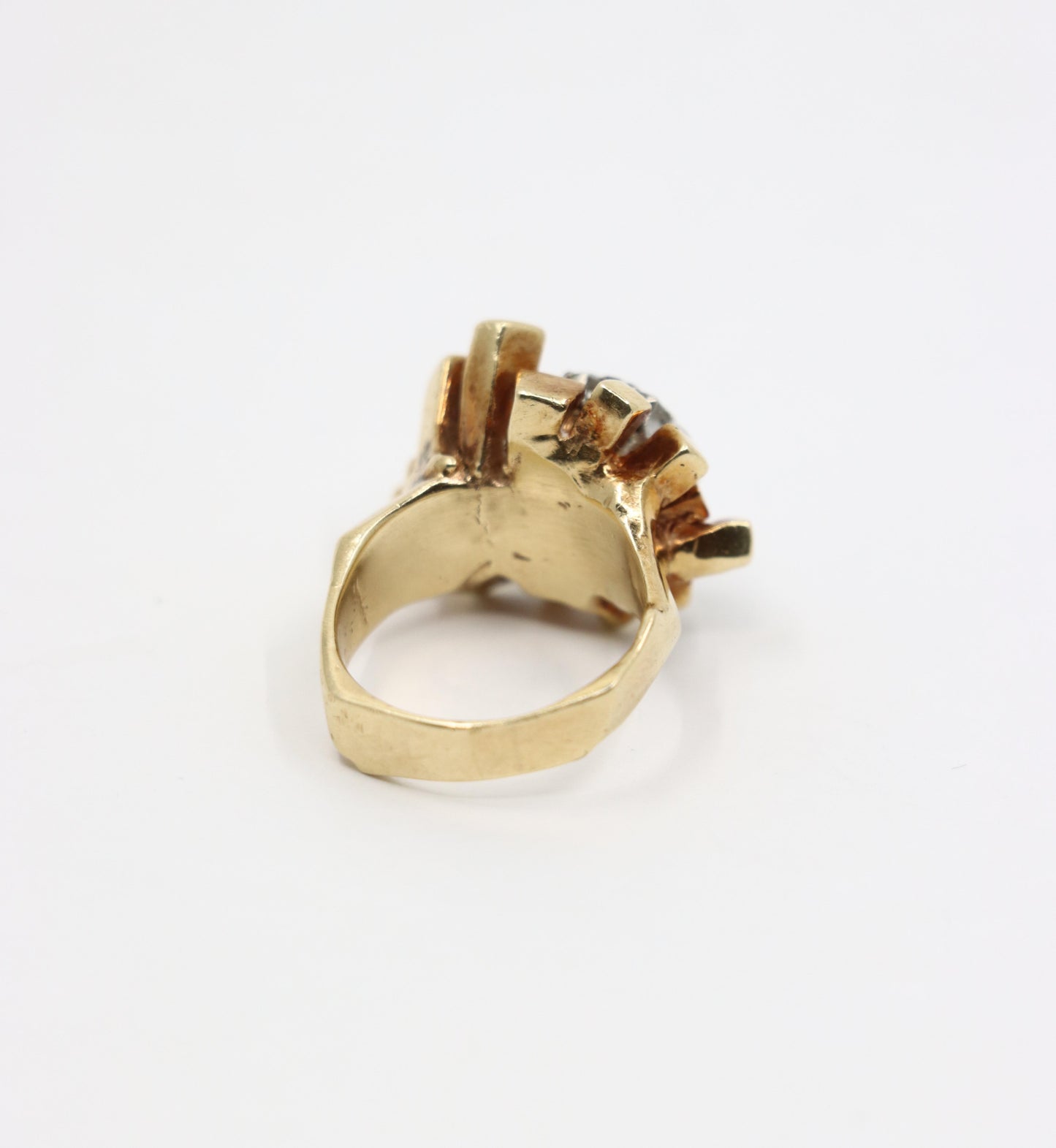 14K Gold 5.1 Carat Diamond Cluster Freeform Nugget Ring