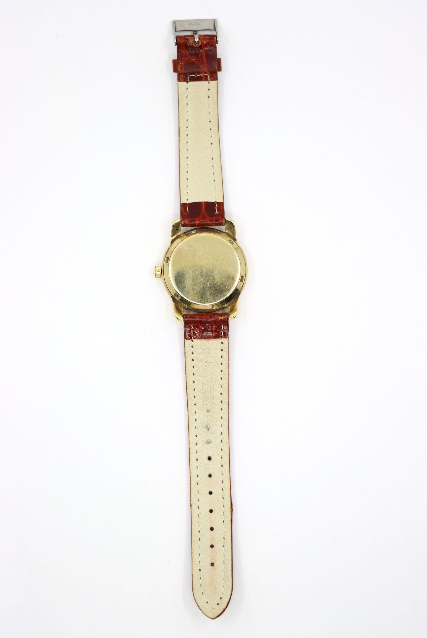 Vintage Omega 14K Gold Automatic Seamaster Brown Leather Watch