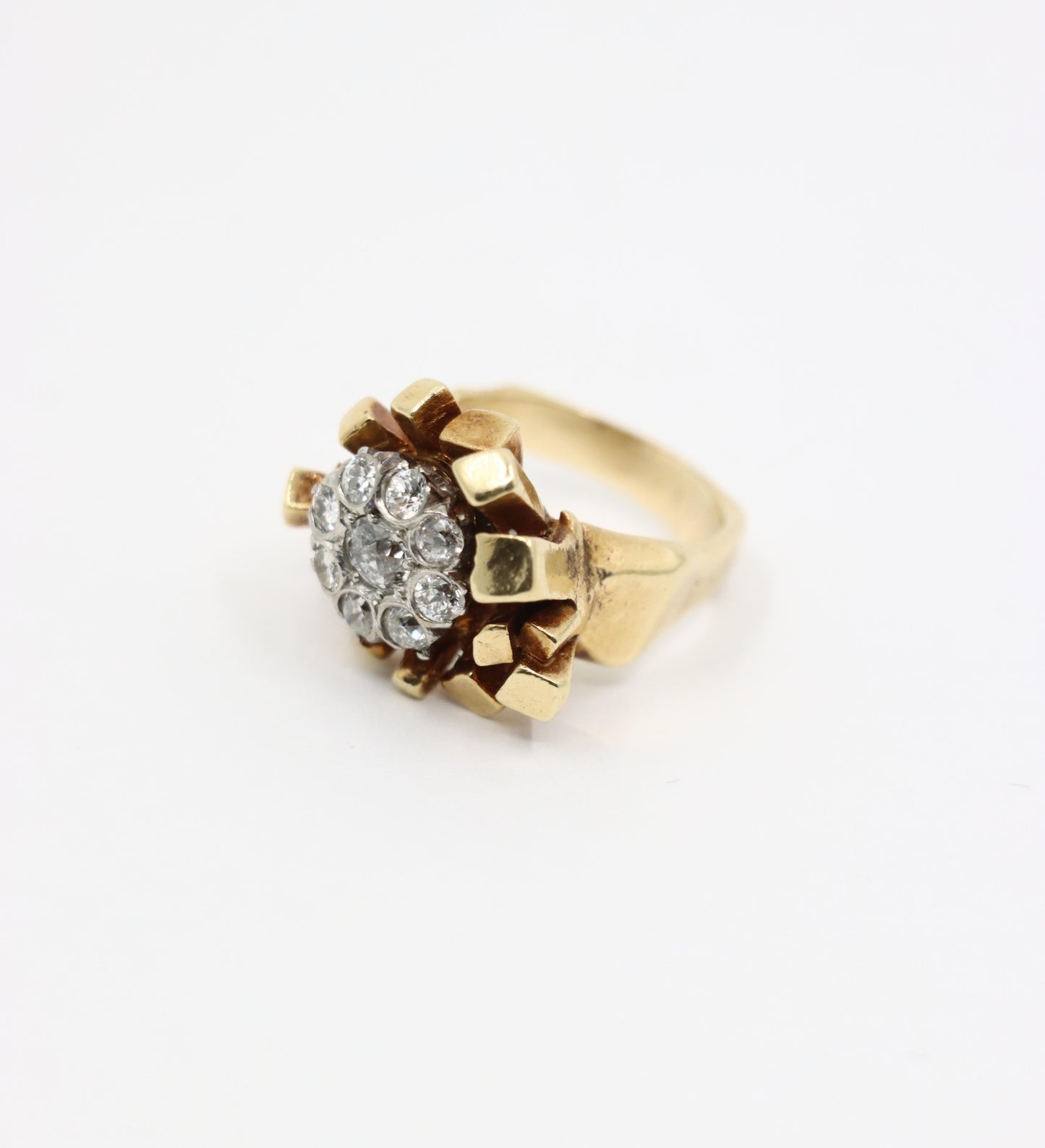 14K Gold 5.1 Carat Diamond Cluster Freeform Nugget Ring