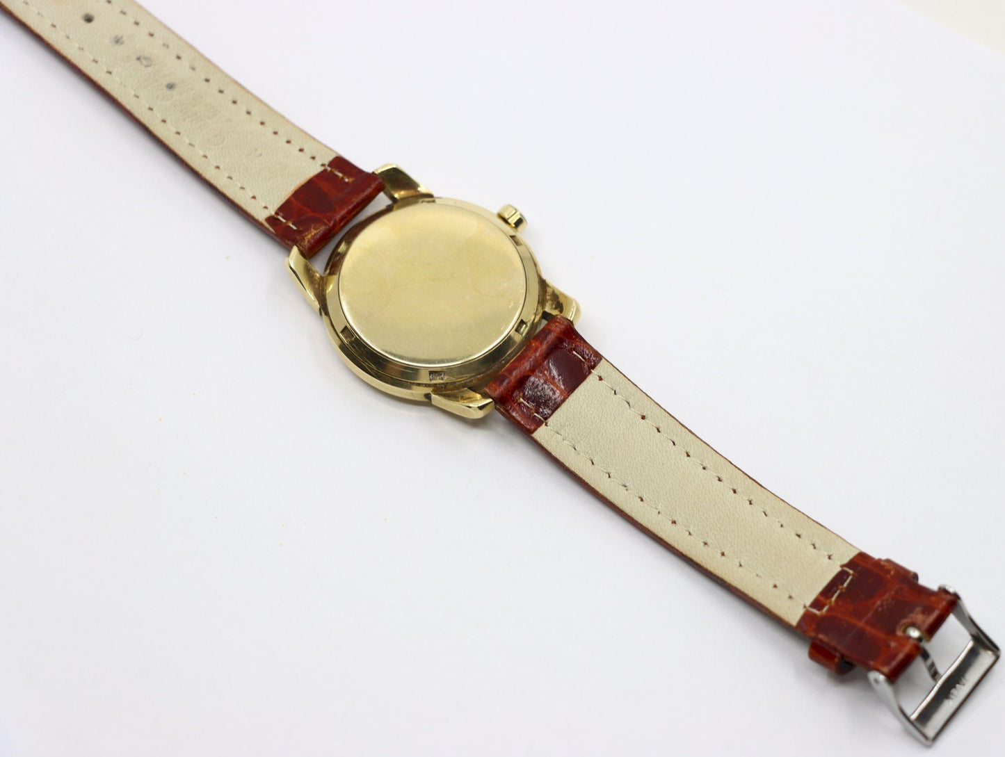 Vintage Omega 14K Gold Automatic Seamaster Brown Leather Watch
