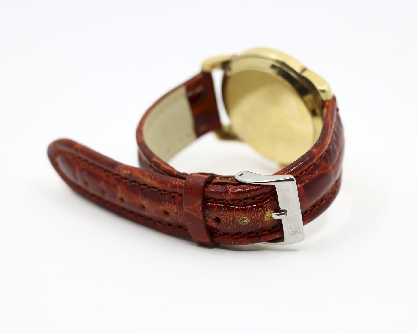 Vintage Omega 14K Gold Automatic Seamaster Brown Leather Watch