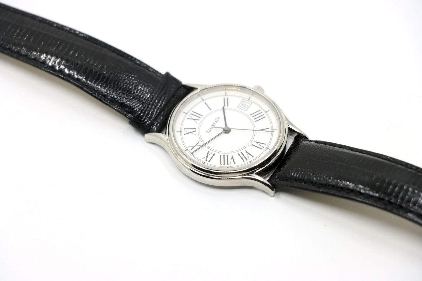 Tiffany & Co Black Leather Portfolio Watch