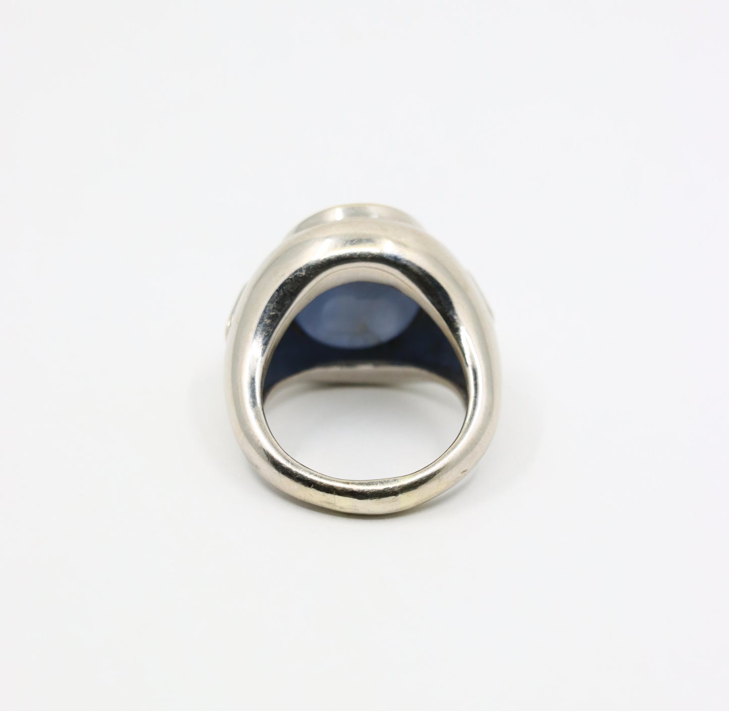 14K White Gold Large Star Sapphire Diamond Ring