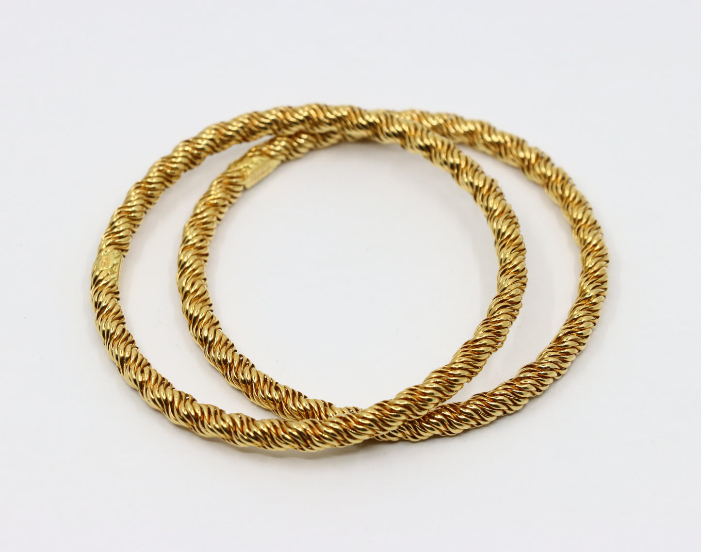 Pair of Vintage Tiffany & Co. 18K Gold Twist Rope Bangles