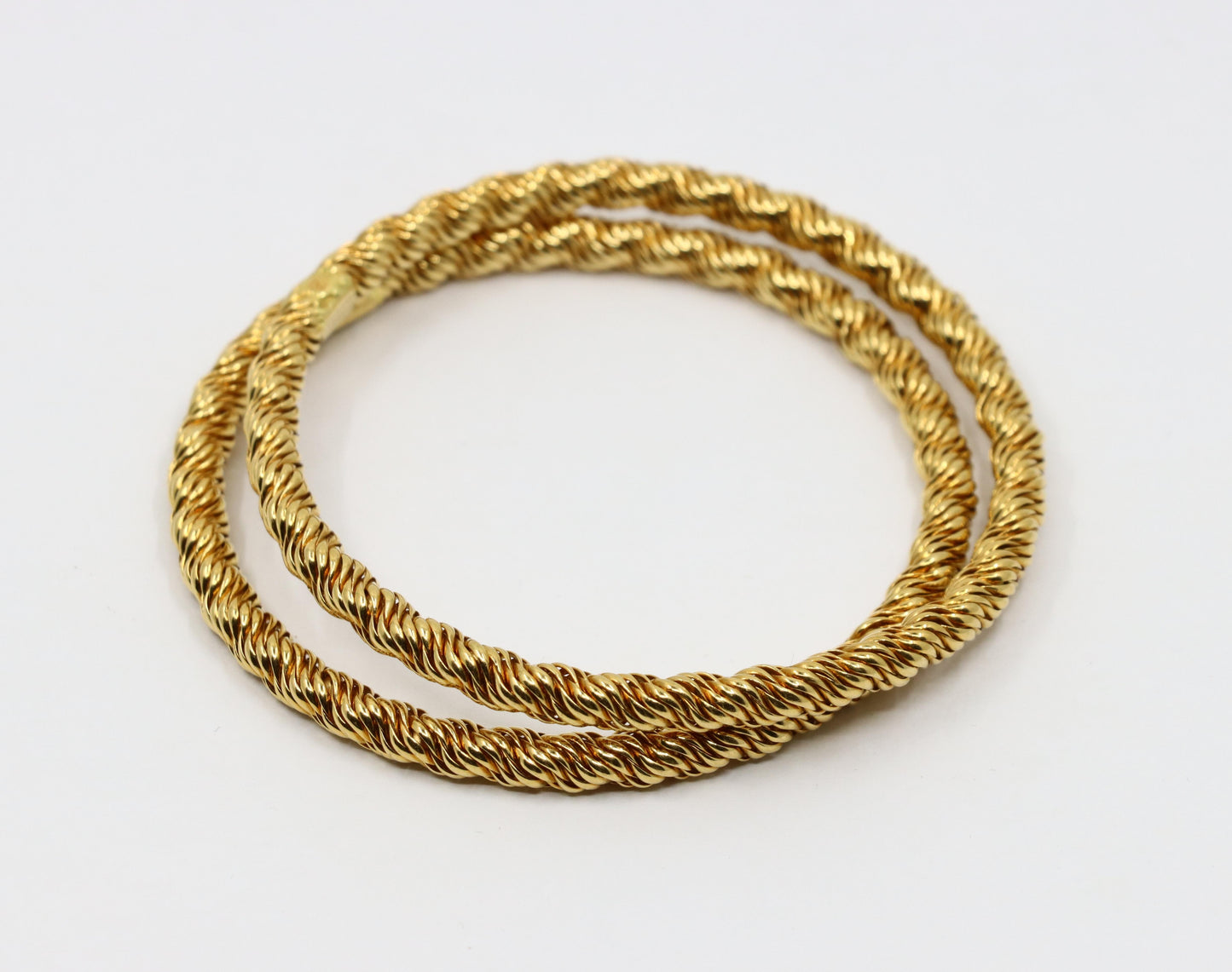 Pair of Vintage Tiffany & Co. 18K Gold Twist Rope Bangles