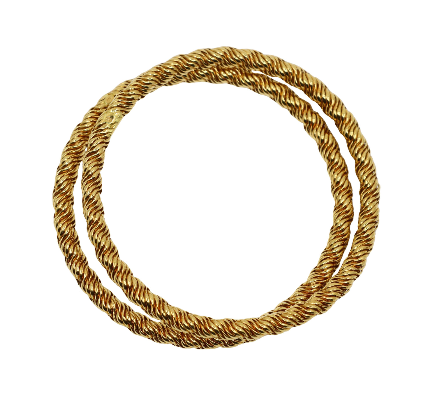 Pair of Vintage Tiffany & Co. 18K Gold Twist Rope Bangles