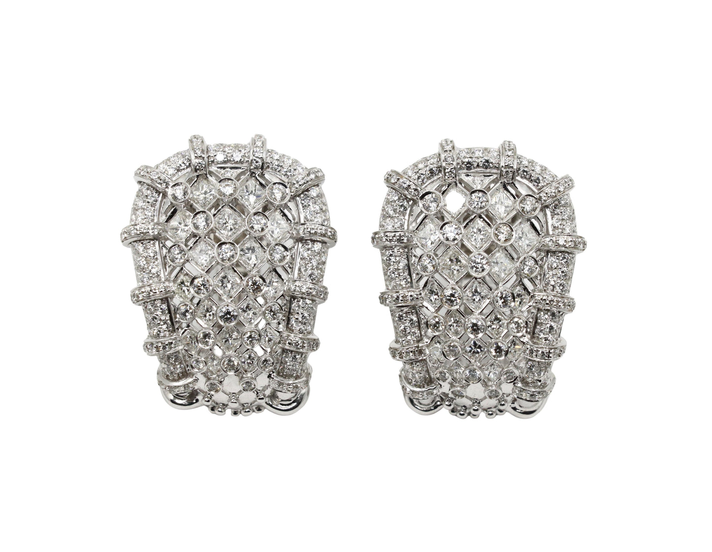 R.C.M 18K White Gold Diamond Earrings Italian