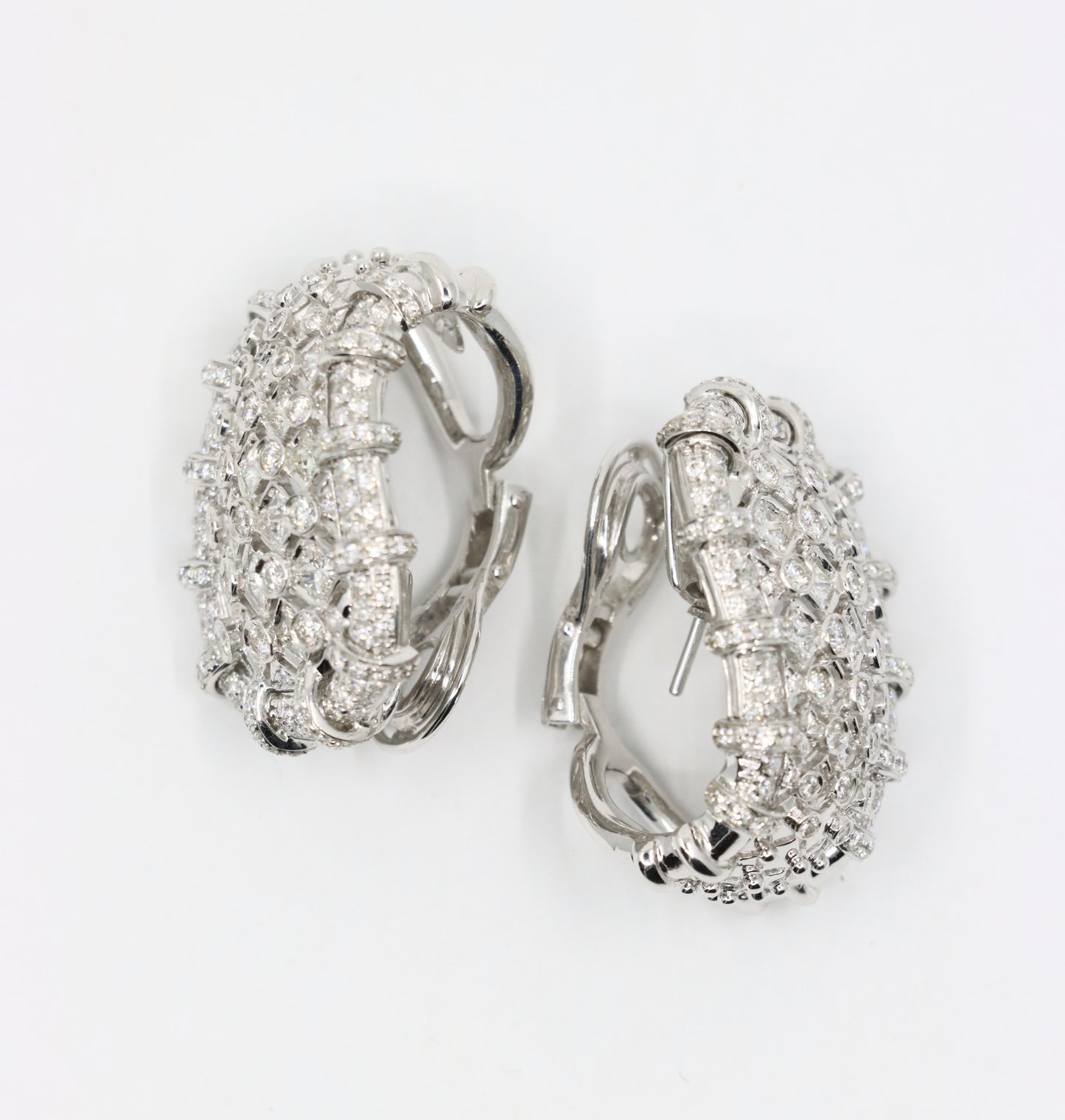 R.C.M 18K White Gold Diamond Earrings Italian