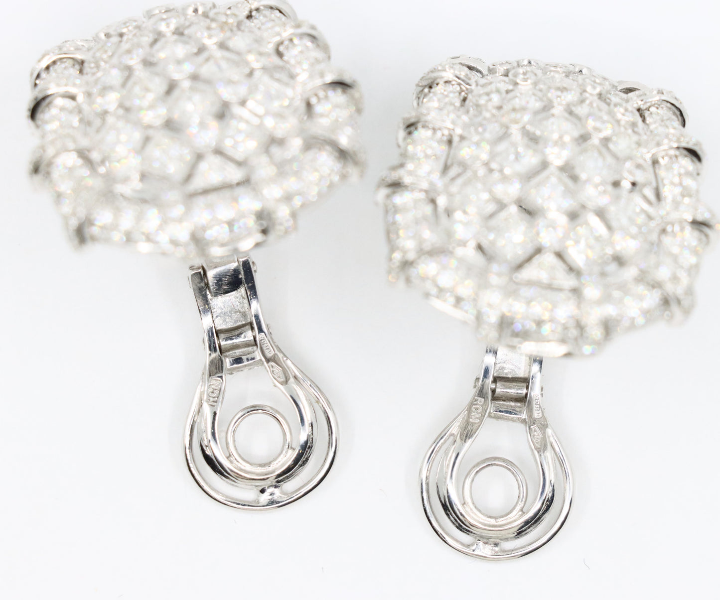 R.C.M 18K White Gold Diamond Earrings Italian