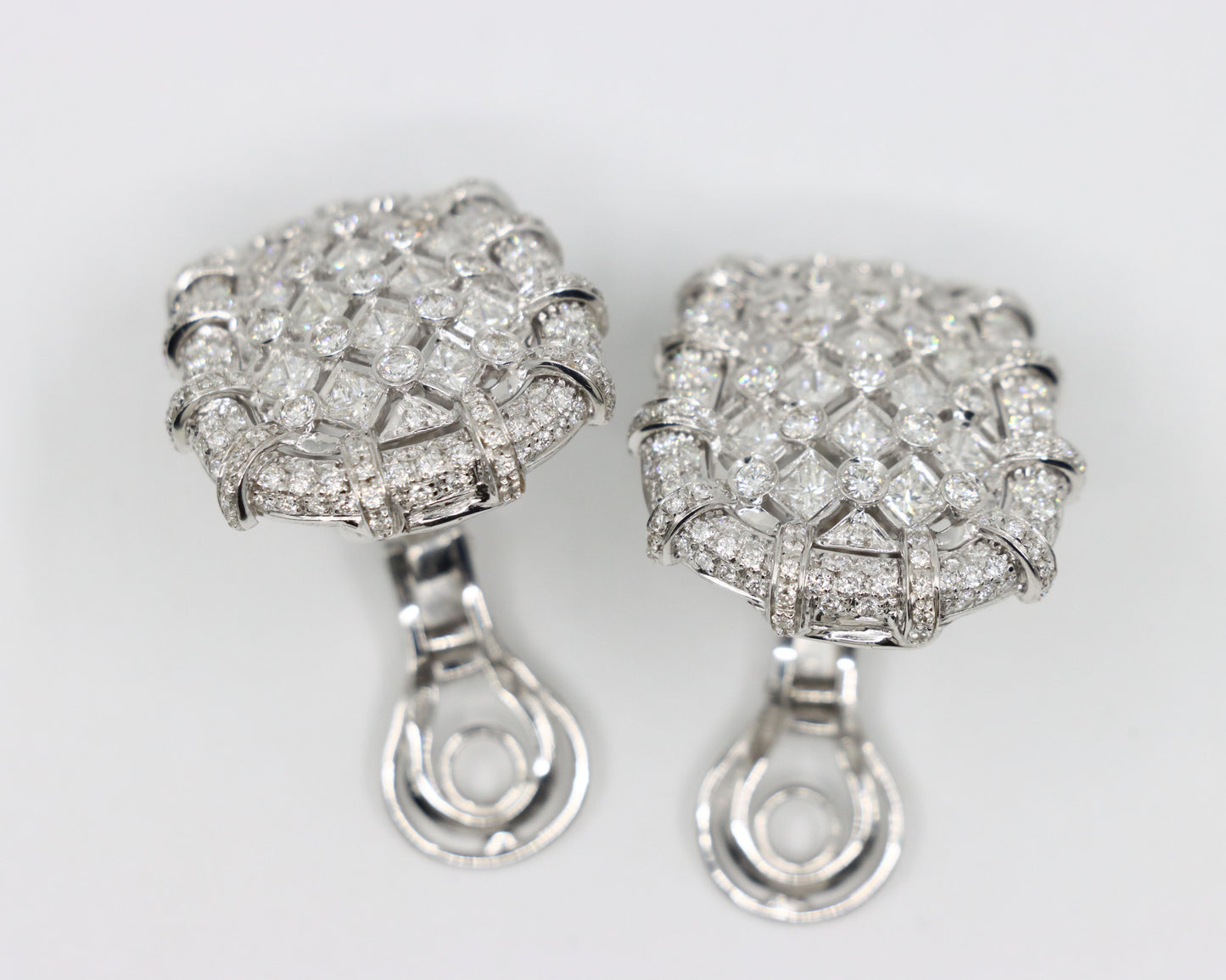 R.C.M 18K White Gold Diamond Earrings Italian