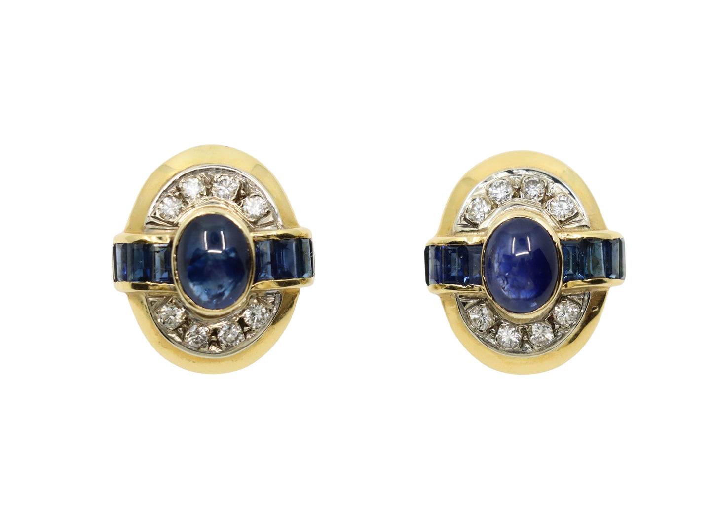 Vintage 18K Gold Sapphire Diamond Earring