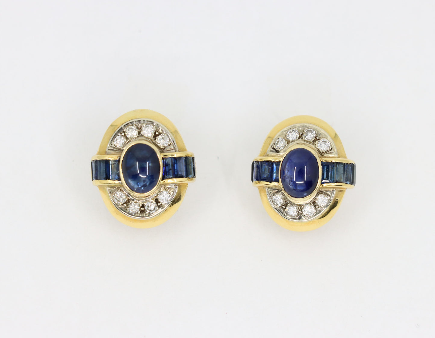 Vintage 18K Gold Sapphire Diamond Earring