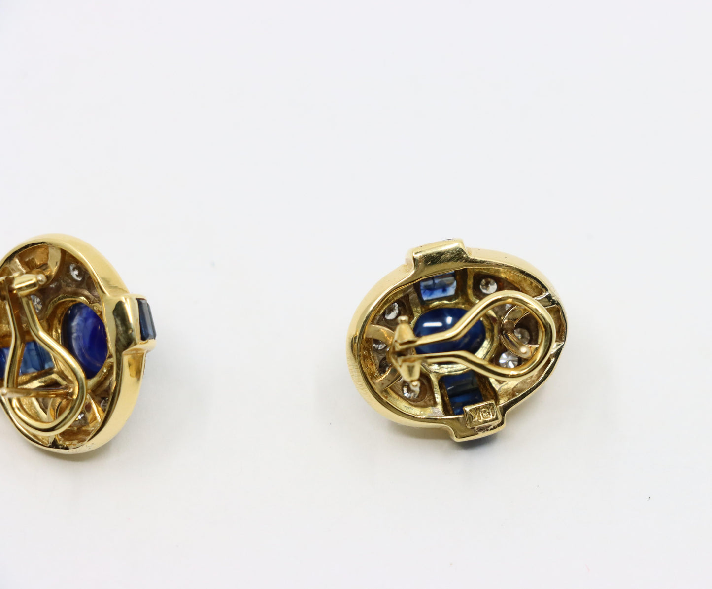 Vintage 18K Gold Sapphire Diamond Earring