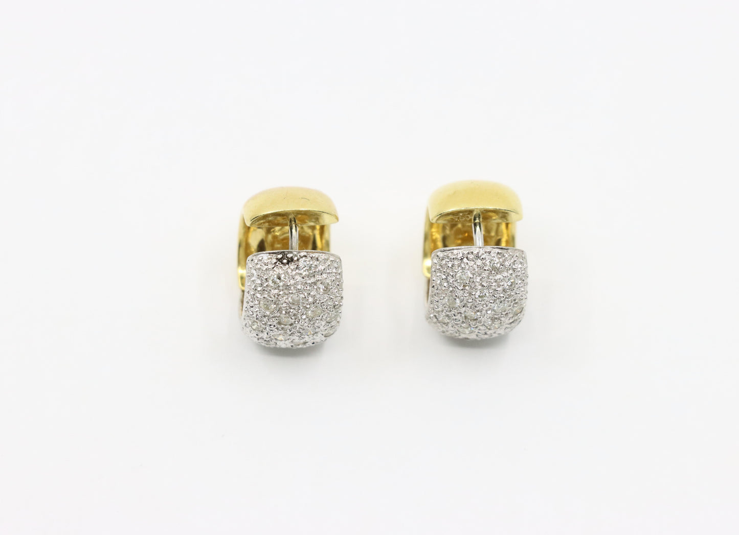 Vintage 18K Gold & Platinum Diamond Hoops Earring