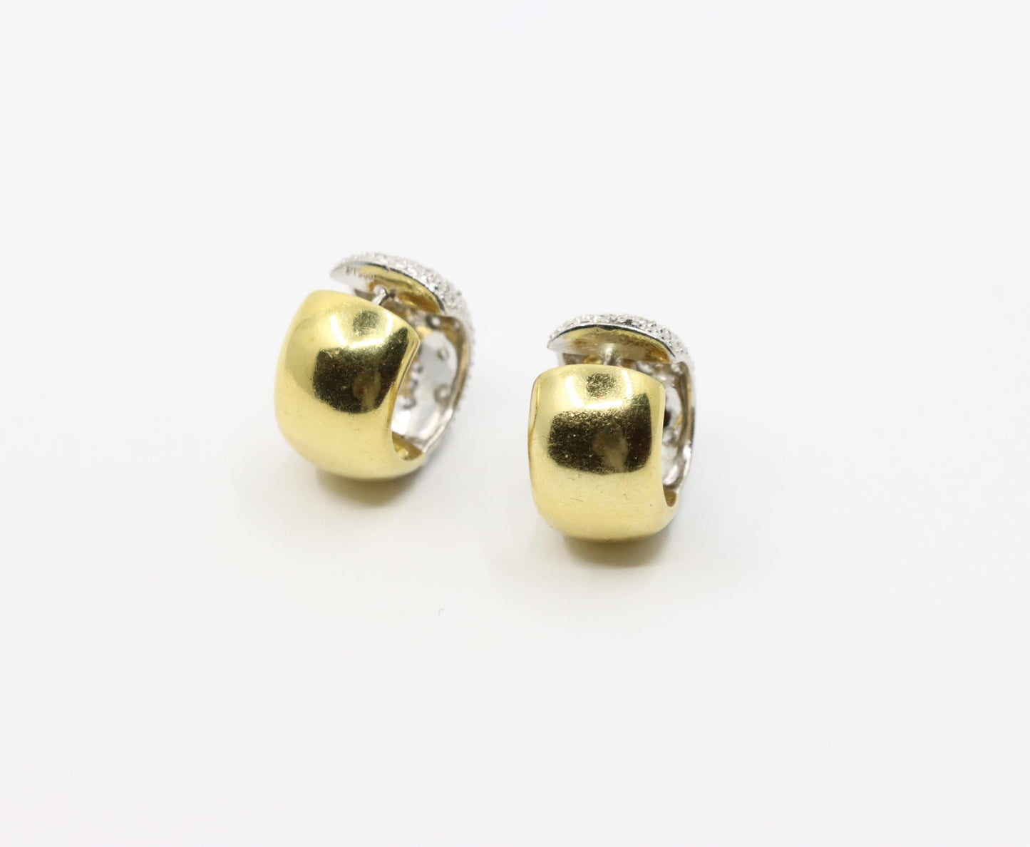 Vintage 18K Gold & Platinum Diamond Hoops Earring