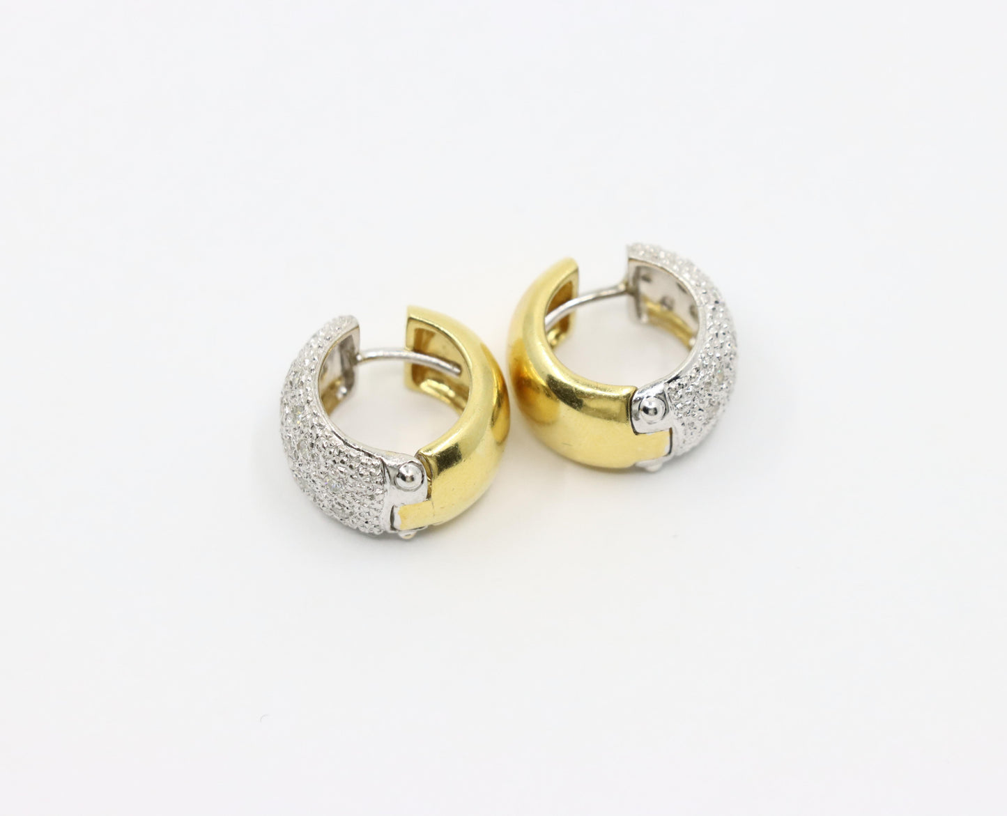 Vintage 18K Gold & Platinum Diamond Hoops Earring
