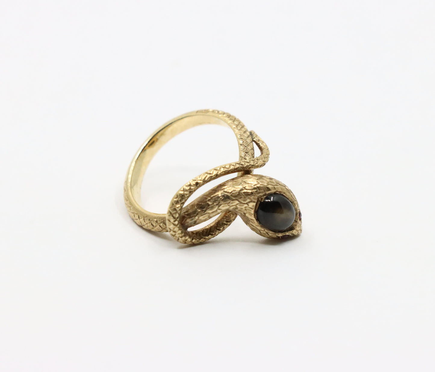 Antique Victorian 10K Gold Star Sapphire Snake Ring